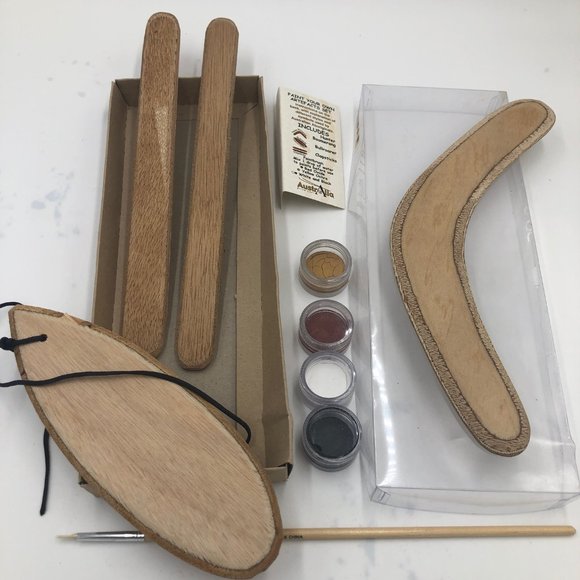 Original Australian Aboriginal Art Boomerang Set - Picture 1 of 4